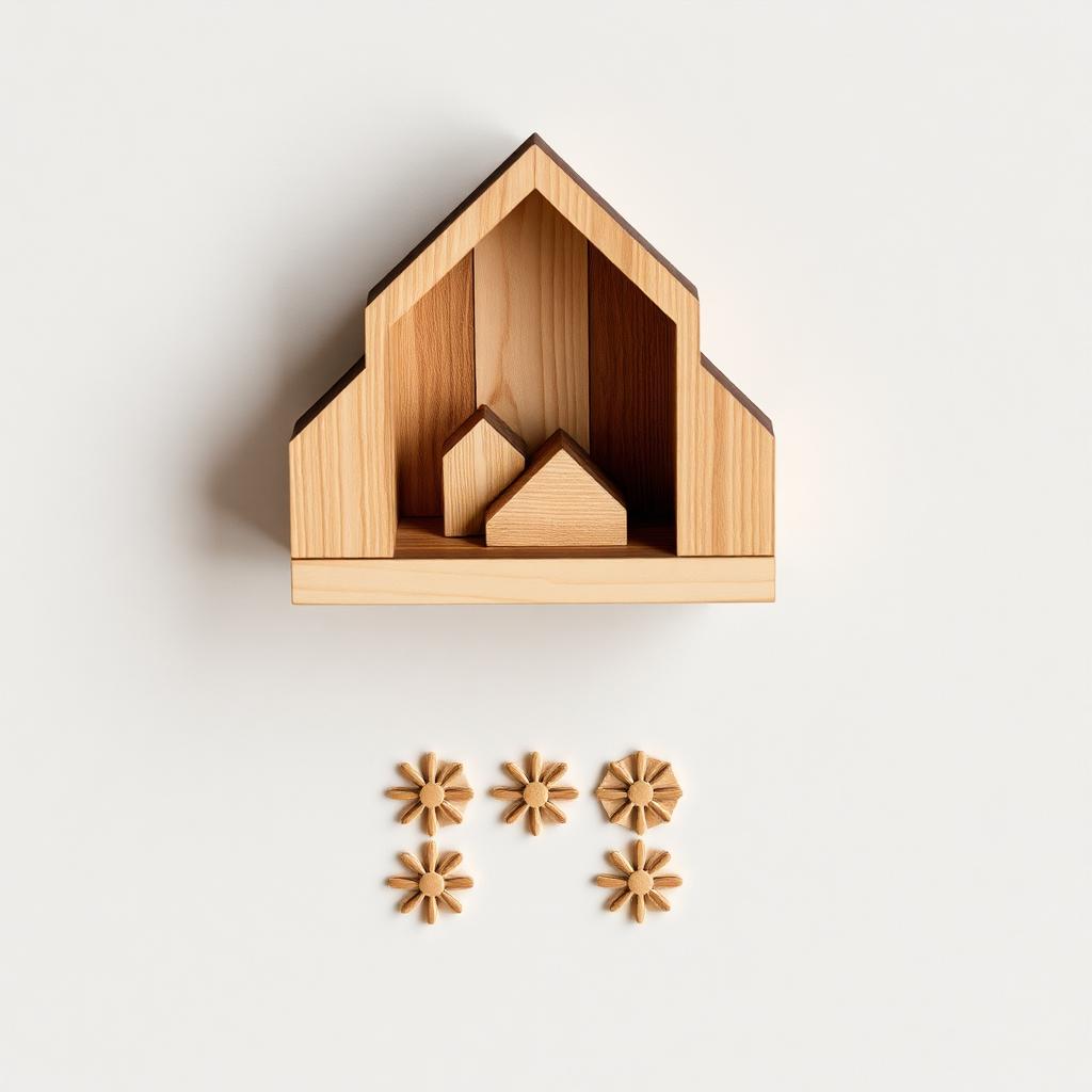 Small scale woodcraft designs printable with miniature shelf and rosettes