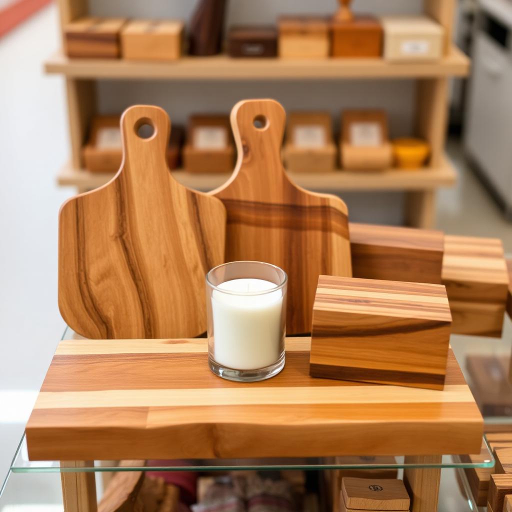 Small woodworking projects for sale ideas displayed on shelves