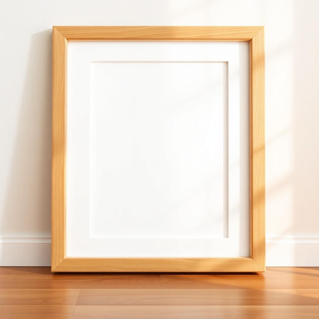 Wooden picture frame beginner build leaning against a wall